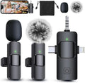 PQRQP 3 in 1 Wireless Lavalier Microphone for iPhone, iPad, Android, Camera, Wireless Microphone, USB C Microphone, Cordless Lapel Mics for Video Recording, Vlog, TikTok, YouTube