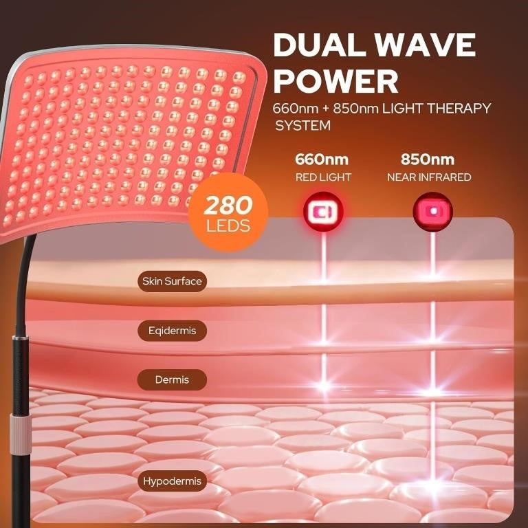 Sunkenet Red Light Therapy for Body and Face, Infrared Red Light Therapy Lamp with Stable Stand, 660nm and 850nm Infrared Pannel
